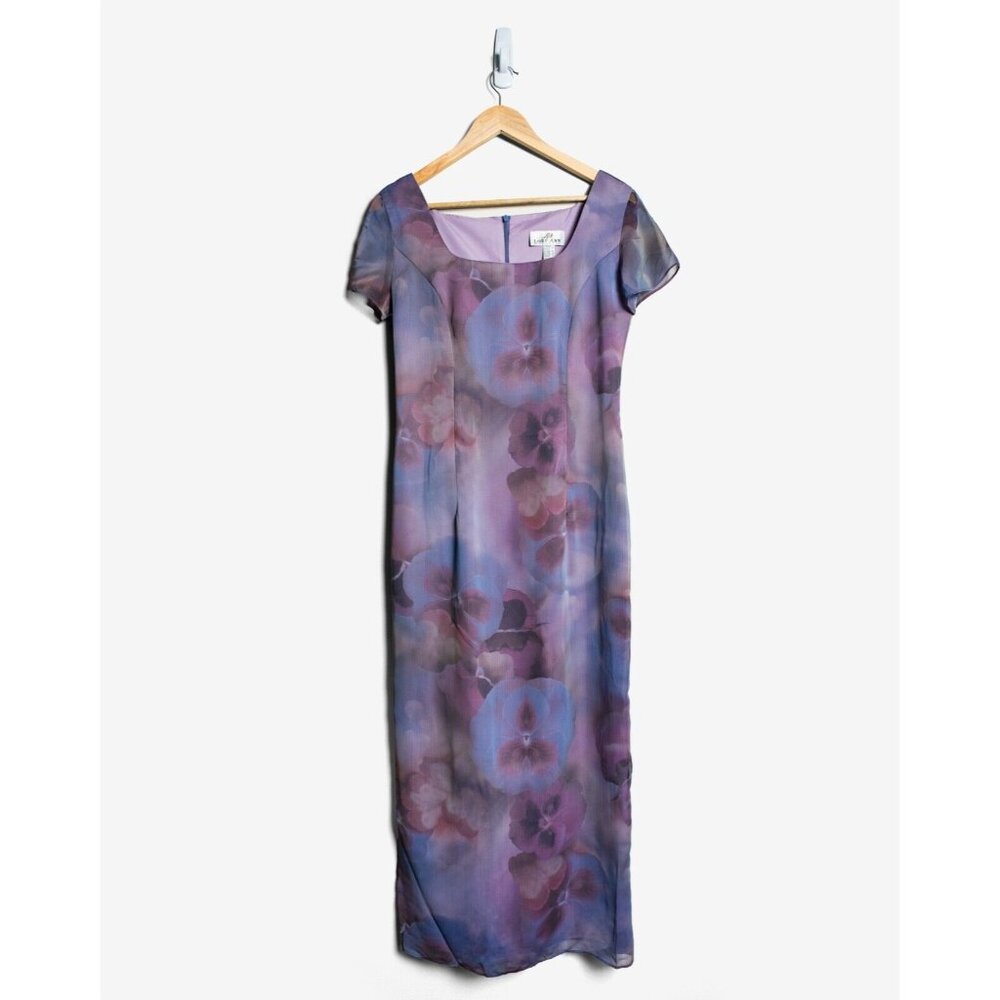 Vintage Floral Purple Evening Dress Lori Ann Montreal  Size 4